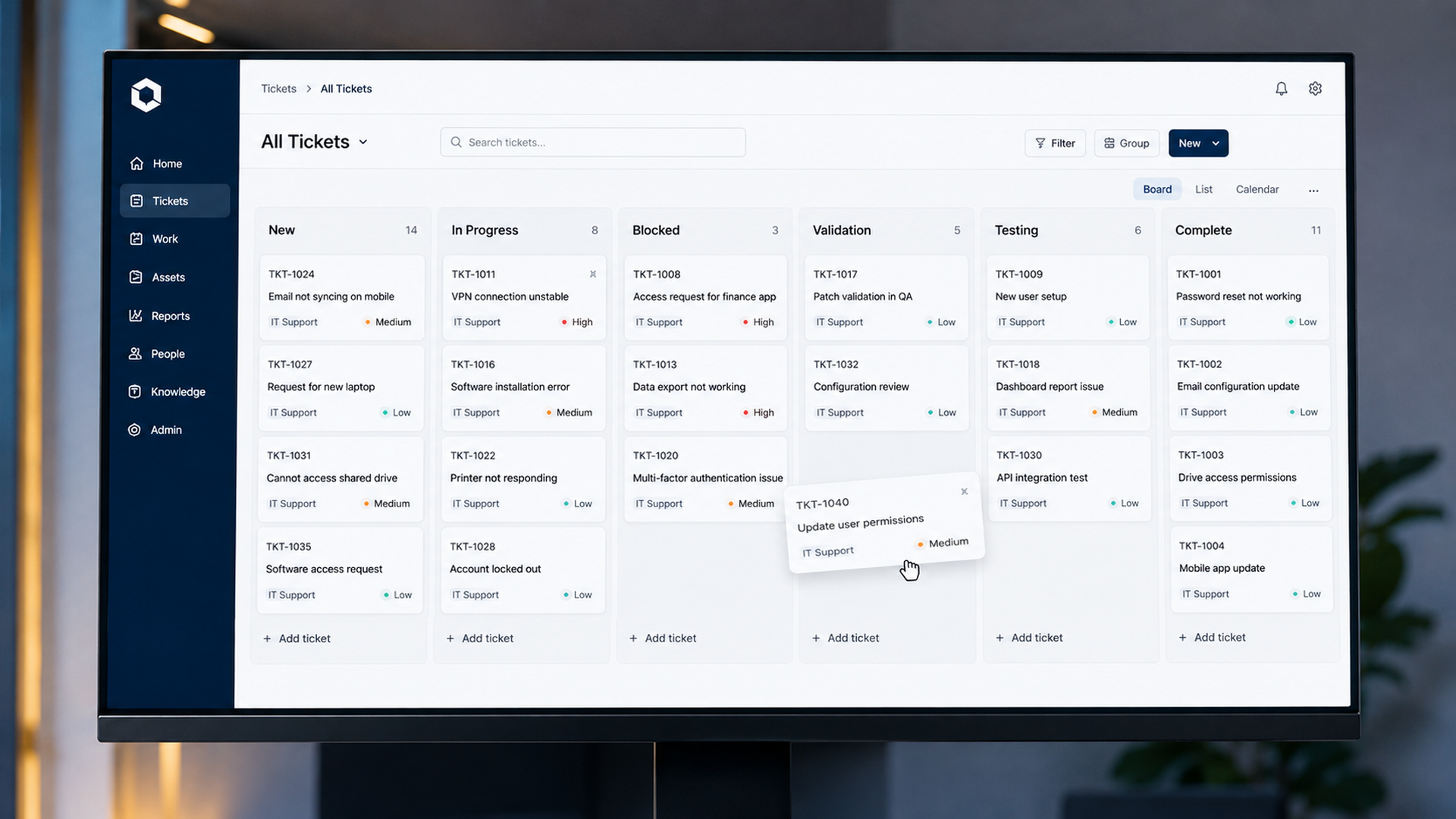 UnityDesk configurable ticket workflow board